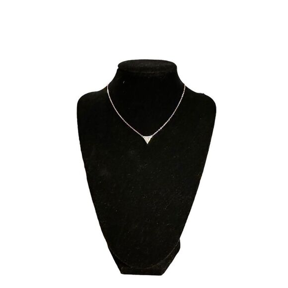 NWT Swarovski triangle 12”+2” silver tone necklace - Picture 2 of 5